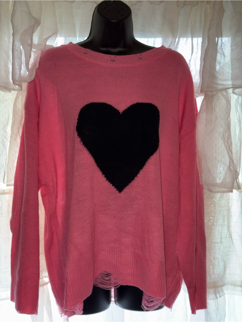 NWOT FCT with Love distressed pink lightweight sweater.